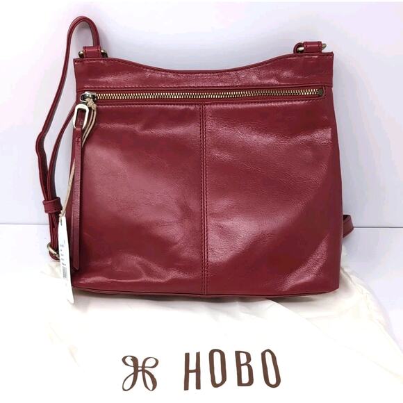 Hobo Cambel Polished Leather Crossbody Bag Purse Claret NEW NWT msrp $228 - Picture 1 of 13